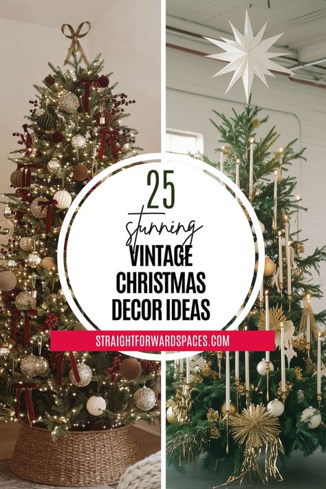 stunning vintage christmas decor that adds a charming, nostalgic feel. Antique Christmas Tree Toppers, 12 Days Of Christmas Tree Theme, Old Fashion Christmas Decorations, Vintage Christmas Theme Decor, European Christmas Decorations, Victorian Christmas Aesthetic, Old Fashion Christmas Decorating Ideas, Old Fashioned Christmas Decor, Traditional Christmas Decor Ideas