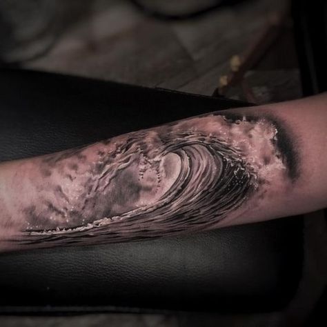 Wave Tattoo Sleeve, Ocean Wave Tattoo, Tattoo Wave, Unique Forearm Tattoos, Surf Tattoo, Tatuagem Masculina Pequena, Tattoos Mandala, Wave Tattoo, Geometric Tattoo Arm