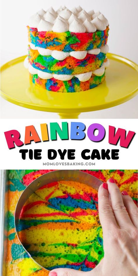 Dye Free Rainbow Cake, Tie Dye Cake Recipe, Rainbow Cake Batter, The Dye Birthday Cake, Dye Free Cake Recipes, Rainbow Explosion Cake, Easy Rainbow Birthday Cake, Rainbow Tie Dye Cake, Rainbow Cake Ideas Birthdays