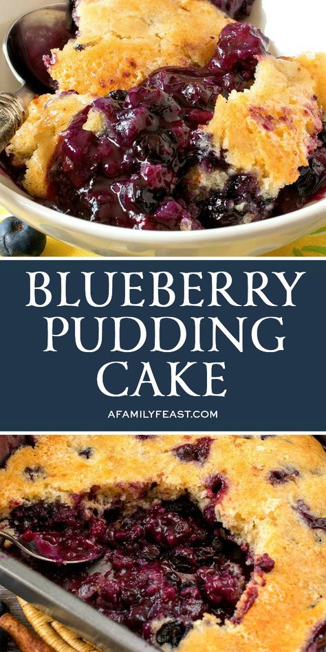 This Blueberry Pudding Cake is the quintessential summer dessert! Grab a spoon and dig in – a luscious, warm blueberry sauce is hidden under a perfectly sweet lemon-almond cake. Blueberry Pudding Cake, Blueberry Pudding, Blueberry Desserts Recipes, Blueberry Sauce, Blueberry Desserts, Apple Crisp Recipes, Health Desserts, Blueberry Recipes, Crisp Recipe