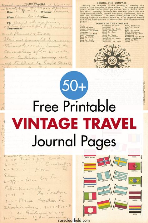 Free Journaling Printables, Vintage Travel Journal, Vintage Handwriting, Journal Printables Free, Travel Journaling, Journal Prints, Travel Journal Pages, Scrapbook Ephemera, Bee Sweet