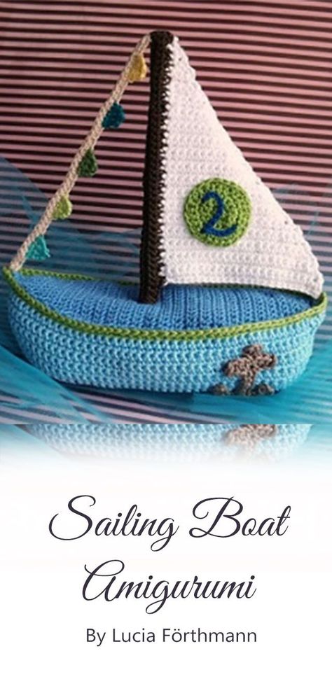 The Sailing boat by lucy-forthmann is a beautiful, detailed piece. It was created using amigurumi crochet and it is very easy to follow the step by step instruction on how to make the boat in amigurumi crochet pattern. If you are interested in making something different and creative for yourself or someone special in your life, then this is the perfect project for you. Crochet Boat, Crochet Amigurumi Free Patterns, Soft Toy Animals, Crochet Amigurumi Free, Sailing Boat, Pattern Ideas, Crochet Applique, Amigurumi Free, Crochet Toys Patterns