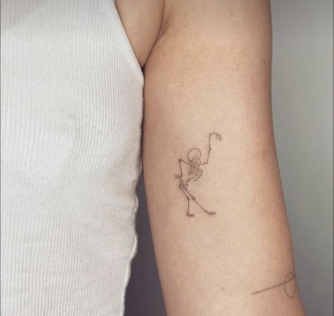 pinterest: hezzprice Delicate Dance Tattoo, Fine Line Tattoo Skeleton, Dancing Skeleton Tattoo Matching, Anatomy Art Tattoo, Delicate Skeleton Tattoo, Fine Line Anatomy Tattoo, Fineline Skeleton Tattoo, Unique Skeleton Tattoo, Skeleton Minimalist Tattoo