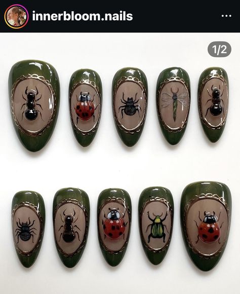 Gen Z Nails, Van Gogh Nails, Ladybug Nails, Nails Silver, Nails 3d, Hippie Nails, Silver Nail, Nagel Tips, Mermaid Nails