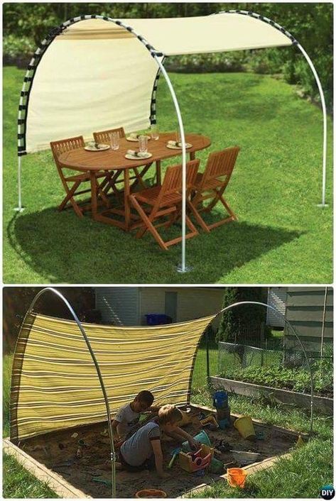 Shade your yard ideas Pipe Diy Projects, Pvc Canopy, Pvc Pipe Projects, Pvc Projects, Diy Projects For Kids, Backyard Projects, Backyard Fun, Pvc Pipe, Fire Pits