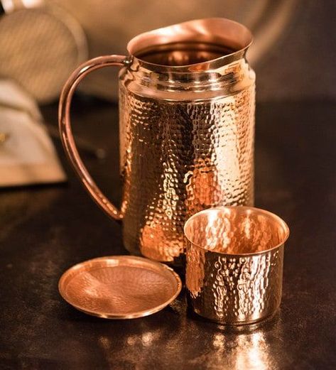 Properties Of Water, Cookware Set Best, Copper Kitchen Accessories, Home Decor Copper, Storing Water, Copper Jug, Home Bar Sets, Copper Utensils, Copper Vessel