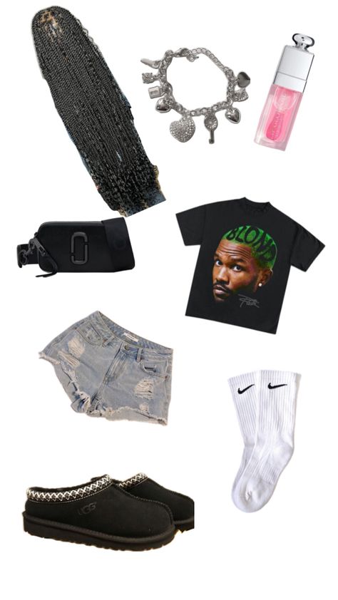 school fit outfit nike socks black uggs frank ocean denim shorts island twist Black Nike Socks Outfit, Nike Socks Black, Black Uggs Outfit, Nike Socks Outfit, Black Nike Socks, Island Twist, Cute Highschool Outfits, Outfit Nike, High School Outfits