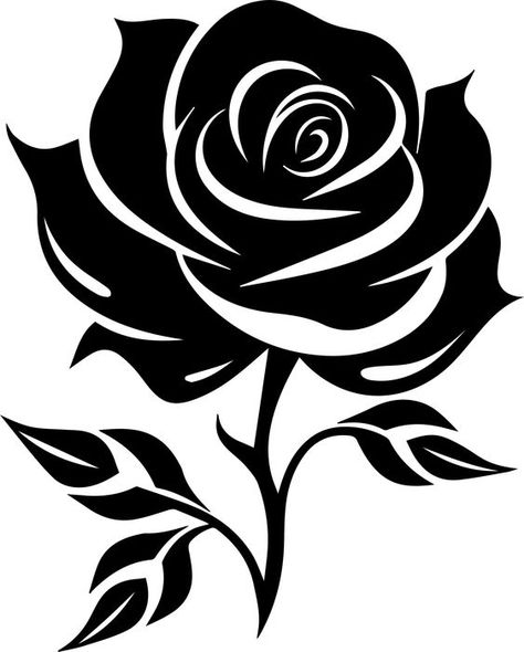 Rosa Vector, Monochromatic Flowers, Rose Silhouette, Vector Rose, Sketch Flower, Black And White Clipart, Rose Vector, Svg Flowers, Clip Art Frames Borders