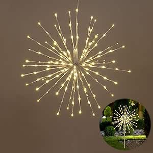 Lightshare 24" Starburst Light Lighted Ball 160 LED Firework Lights Twinkle Warm White Hanging Ball Dual-use for Patio Walkway Pathway Decoration Indoor/Outdoor Pathway Decoration, Firework Lights, Patio Walkway, Starburst Light, Fireworks Design, Outdoor Fairy Lights, 2022 Christmas, White Lights, Snowflake Christmas