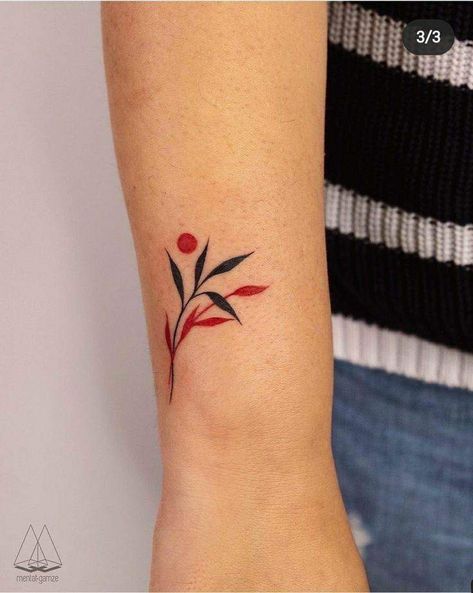 Black And Red Hand Tattoo, Persephone Tattoo Minimalist, Color And Black Tattoo, Red Dot Tattoo, Black Tattoos For Women, Red And Black Tattoos, Small Red Tattoo, Red Flower Tattoos, Dot Tattoos