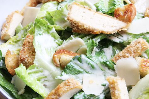 Vegan Caesar Salad With Crunchy Tofu | Cheap And Cheerful Cooking Crunchy Tofu, Breaded Tofu, Vegan Caesar Salad, Vegan Caesar, Cookbook Shelf, Vegan Parmesan Cheese, Vegan Mayonnaise, Recipes Savory, Vegan Beans