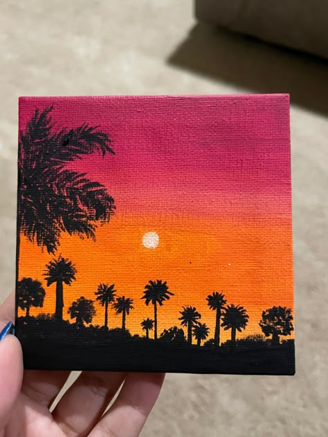 Cute Mini Canvas Paintings Easy Sunset, Painting On Small Paper, 8×10 Canvas Painting Ideas, Cool Simple Painting Ideas, Painting Ideas On Canvas Red, Canvas Painting Ideas Sunset, Painting Ideas Paper, Painting Ideas On Canvas Sunset, Mini Tela