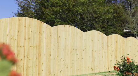 Pressure Treated Arch Top Fencing | YellaWood Scalloped Fence, Ordinary House, Bath Outdoor, Pressure Treated Deck, Windsor Homes, Scallop Top, Fence Posts, London Garden, Wooden Fence