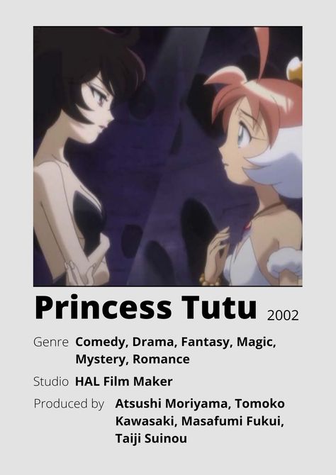 Princess Tutu Anime, Poster Information, Anime Minimalist Poster, Anime List, Girly Movies, Animes To Watch, Anime Printables, Good Anime To Watch, Anime Watch