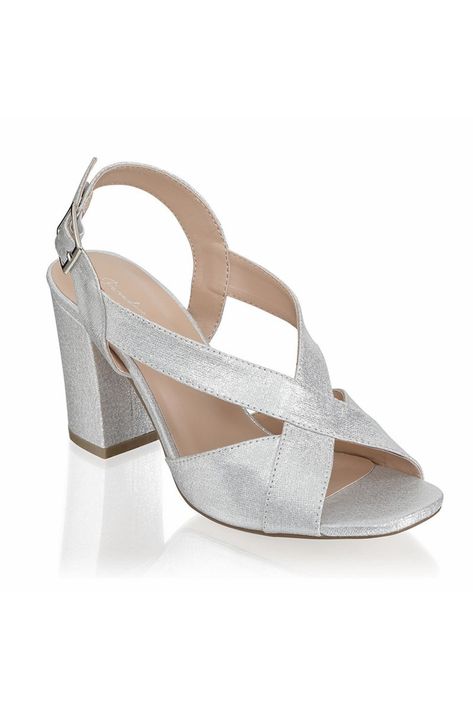 Style 'Hibiscus' by Paradox London is a wide fit sandal, sitting on a comfortable high block heel.Featuring a cross front upper with wide buckle and straps. Silver Low Heels, Sandals Low Heel, Wide Fit Sandals, Mid Heel Sandals, Lace Heels, Evening Sandals, London Shoes, Low Heel Sandals, Wide Fit Shoes