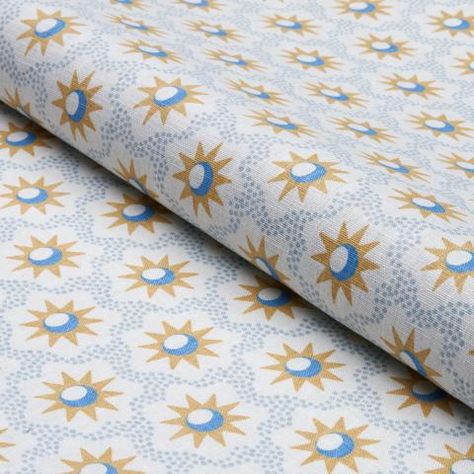 Lucie - Yellow & Sky Fabrics | Schumacher Fabric Trimmings, Yellow Sky, Scale Design, Cole And Son, Designers Guild, Wool Pillows, Cotton Velvet, Home Decor Fabric, Outdoor Fabric