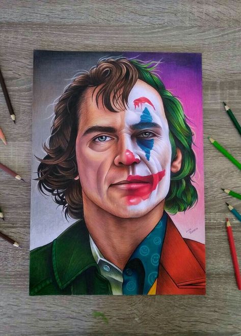 Joker Realistic Drawing, Joaquin Phoenix Joker Drawing, Joaquin Phoenix Joker, Joker Drawing, Joker Painting, Marvel Art Drawings, Joker Drawings, Prismacolor Art, Realistic Pencil Drawings