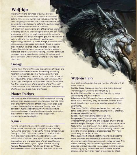 Wolf Race Dnd, Dnd Felis Race, Wyrmling Dnd Race, Different Fantasy Races List, Dnd Humanoid Races, Dog Race Dnd, Dnd Animal Race, Dungeons And Dragons Homebrew Races, Dnd Races List