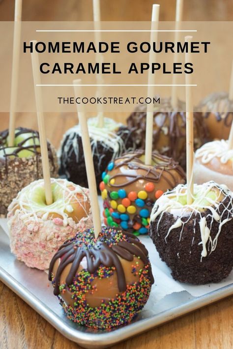 Caramel Apples Gourmet, Gourmet Dipped Apples, Gourmet Caramel Apples Recipe, Gourmet Caramel Apples Ideas, Halloween Caramel Apples Ideas, Caramel Apple Toppings, Harvest Desserts, Decorated Apples, Recipes Apples