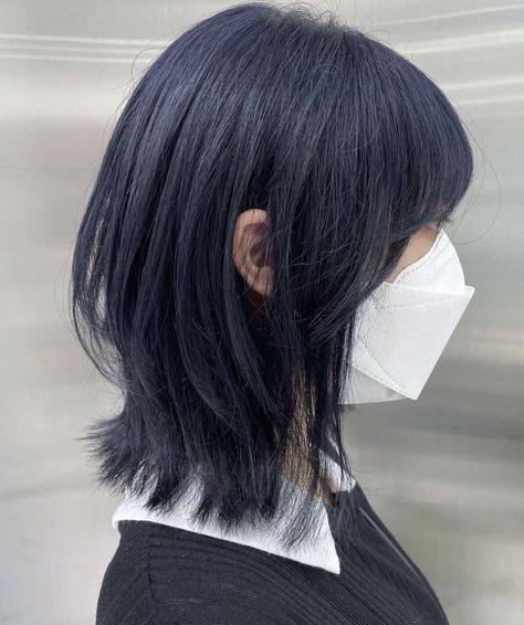 Midnight Blue Hair, Short Blue Hair, Dark Blue Hair, Korean Hair Color, Hair Color Streaks, Asian Short Hair, Pretty Hair Color, Shot Hair Styles, Hair Stylies