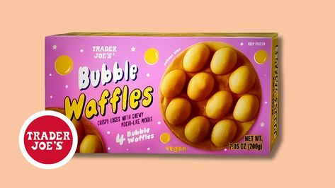 Trader Joe's Launches New Healthier Waffle Flavor! Bubble Waffles, Frozen Bubbles, Healthy Waffles, Homemade Trail Mix, Frozen Waffles, Bubble Tea Shop, Bubble Waffle, Crunch Cereal, Organic Peanut Butter