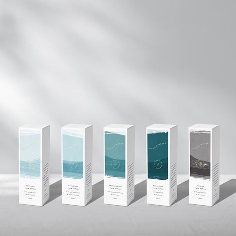 Karolina Król Studio - - World Brand Design Society / Hills & Waves is a sustainable skincare brand from the UK, that takes inspiration from the natural environment of British sea shores. They use the... Natural Skincare Branding, Wave Packaging, Minimalist Skincare Packaging, Sea Branding, Sea Packaging, Luxury Beauty Packaging, Reed Diffuser Packaging, Minimalist Branding, Sustainable Skincare