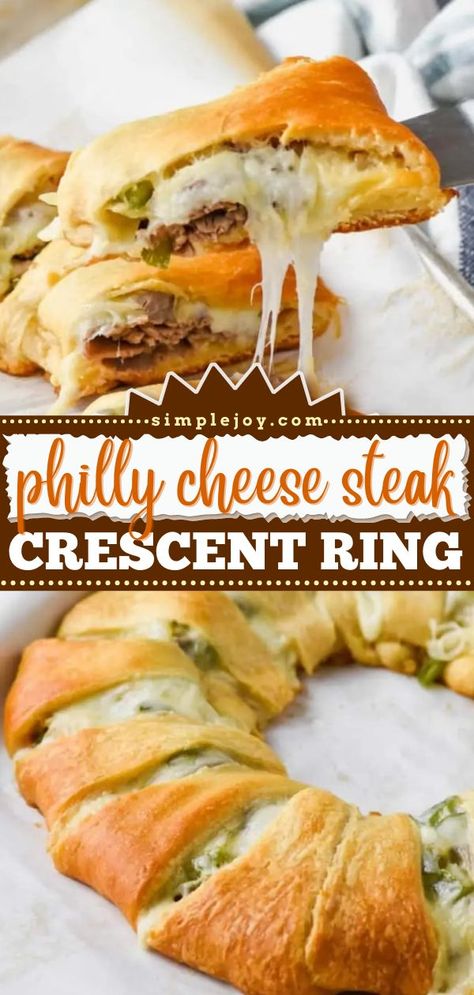 Philly Cheese Steak Crescent Ring, football party, finger food, appetizer recipes