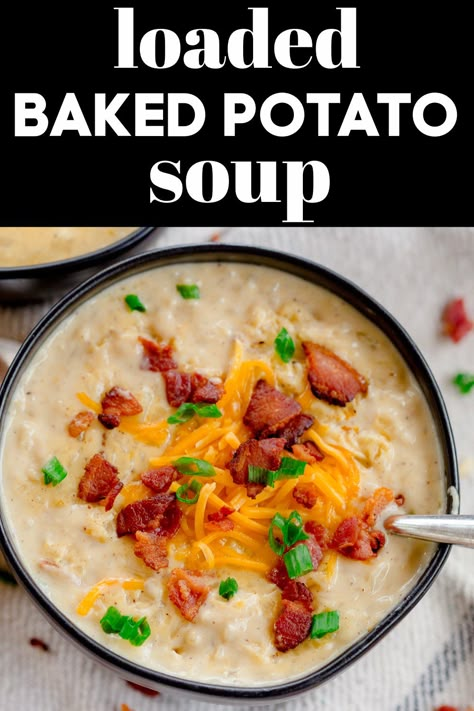 Loaded Baked Potato Soup Easy, Baked Potato Soup Easy, Loaded Baked Potato Soup Recipe, Easy Baked Potato, Baked Potato Soup Recipe, Cheesy Potato Soup, Cream Of Potato Soup, Potato Soup Easy, Comfort Soup Recipes