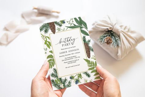 Winter Birthday Party Invitations, Winter Bridal Shower Invitations, Winter Birthday Parties, Christmas Wedding Invitations, Winter Bridal Showers, Winter Greenery, Bridal Brunch Invitations, Christmas Shower, Wedding Shower Invitations