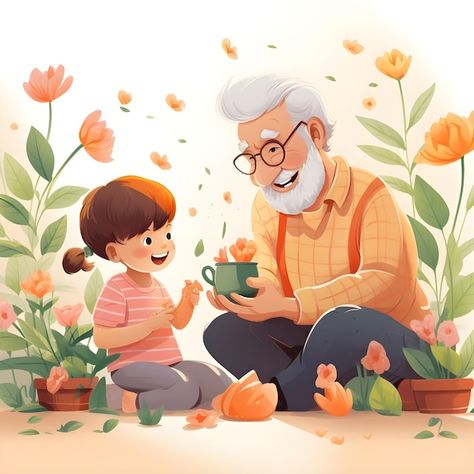 Photo grand parents day lovely celebrati... | Premium Photo #Freepik #photo Parents Illustration, Grand Parents Day, Grand Parents, Cute Watercolor, Parents Day, Kids Lighting, Grandparents Day, Family Pictures, Media Post