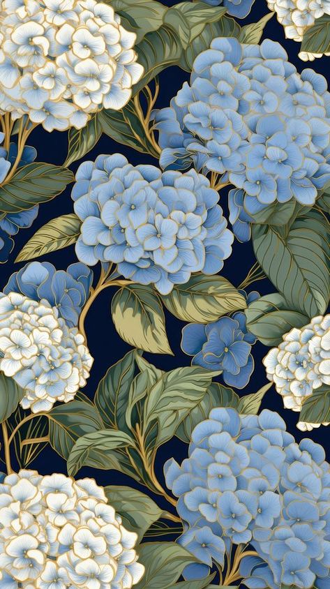 Blue Hydrangea Wallpaper Iphone, Hydrangea Wallpaper Backgrounds, Hydrangea Wallpaper Iphone, Wallpaper William Morris, Vintage Hydrangea, Dual Screen Wallpaper, Hydrangea Art, Hydrangea Pattern, Nouveau Wallpaper