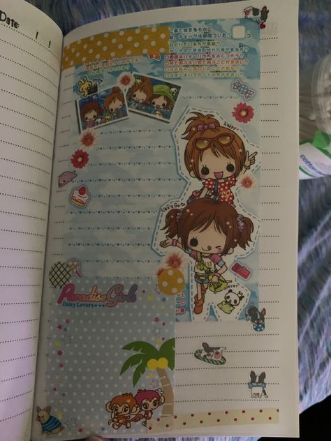 Gyaru Stationary, Gyaru Journal, Y2k Stationery, Y2k Scrapbook, Japanese Stationary, Gyaru Y2k, Y2k Gyaru, Stationery Kawaii, Hawaiian Pattern