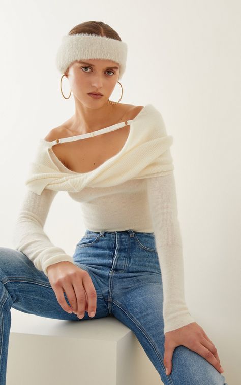 Knit Fashion, Casual Fall Outfits, Me Time, Casual Fall, Moda Operandi, The White, Designer Fashion, Knit Top, Shoulder Top