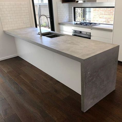 Cement Kitchen Countertops, Concrete Kitchen Ideas, Concrete Kitchen Counters, Concrete Benchtop, Concrete Countertop Ideas, Polished Concrete Kitchen, Cement Kitchen, Corian Kitchen Countertops, Cashmere Kitchen