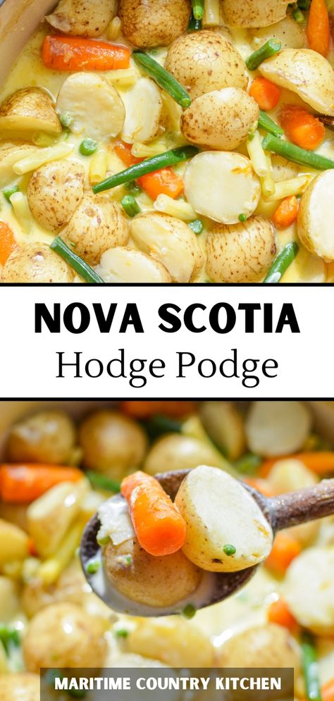 Summer Savoury Recipes, Nova Scotia Hodge Podge, Maine Recipes Comfort Foods, Hodge Podge Soup, Nova Scotia Food, Newfoundland Recipes Traditional, Canadian Recipes Traditional, Nova Scotia Recipes, Ancestral Meals