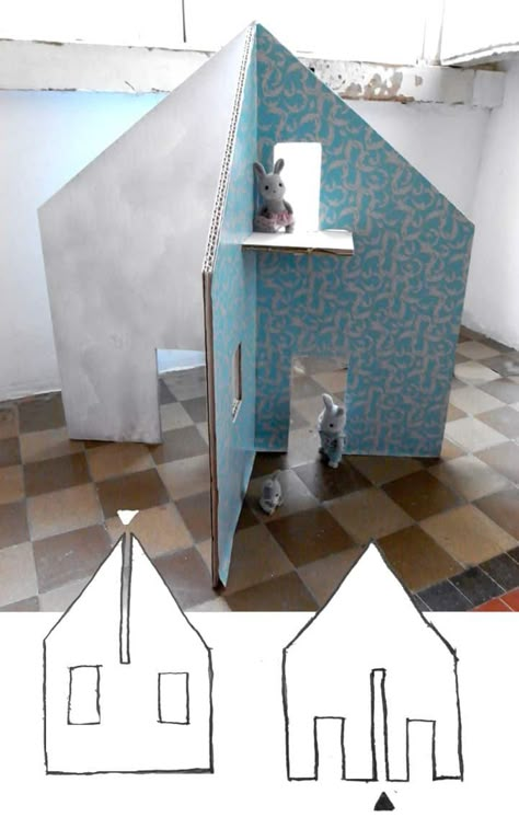 Homemade Dollhouse, Cardboard Play, Cardboard Dollhouse, Cardboard Playhouse, Carton Diy, Astuces Diy, Cardboard House, Diy Cardboard, Cardboard Crafts