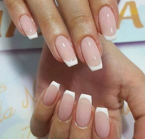 i do nails #nailart #nailartideas French Manicure Ballerina Nails, French Tip Nails Ballerina Shape, Ballerina Nails French Tip, French Nails Ballerina, Perfect French Nails, Modern French Manicure, Long Nail Beds, White Tip Nails, French Manicure Nails