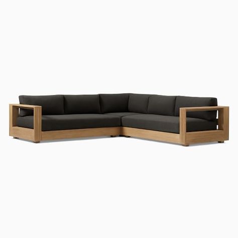 Modern Outdoor Sectionals | West Elm L Shape Outdoor Couch, Diy L Shaped Couch, Pin Hairstyles, Rooftop Ideas, Diy Furniture Building, Modern Outdoor Patio, Patio Couch, Furniture Building, Zen Room