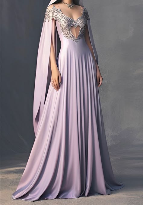 Lilac Fantasy Dress, Fantasy Gowns Wedding, Lavender Fantasy Dress, Lilac Gown Dress, Dragon Dress Outfit, Fantasy Gowns Red, Lilac Dress Aesthetic, Fantasy Gowns Queens, Mythical Clothing