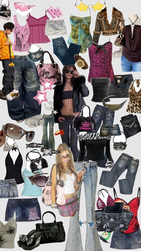 Y2k Closet, Y3k Aesthetic, Party Style Outfit, Y2k Rock, Y2k Fall, Outfit Collage, Y2k Outfits, Mood Board Design, Fit Ideas