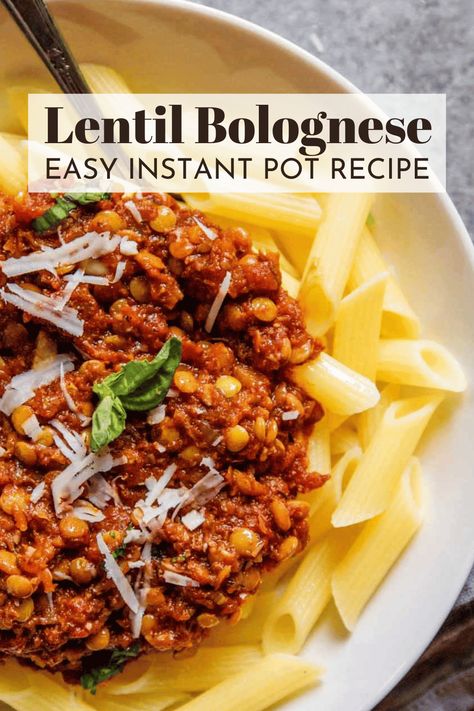 Pressure Cooker Lentils, Lentils Instant Pot, Pressure Cooker Pasta, Best Pressure Cooker Recipes, Beef Recipe Instant Pot, Lentil Bolognese, Pressure Cooking Recipes, Vegan Lentil Soup, Best Pressure Cooker