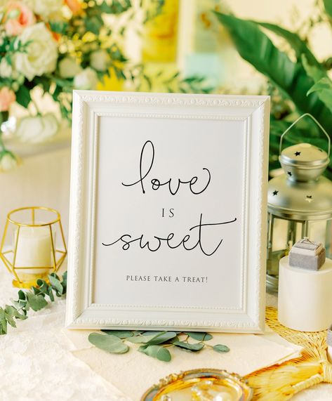 Sage Green Bridal Shower Decorations, Wedding Favor Sign, Love Is Sweet Sign, Wedding Favours Sign, Thank You Sign, Shower Diy, Bridal Shower Diy, Modern Minimalist Wedding, Wedding Black