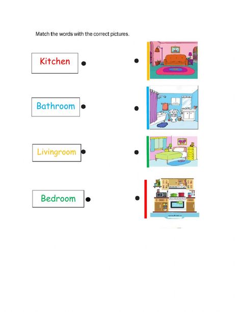 Rooms In The House Worksheet, House Worksheet, Rooms In House, Preschool Readiness, Rooms In A House, English Activity, Verbs Worksheet, Line Tracing Worksheets, Kindergarten Parent