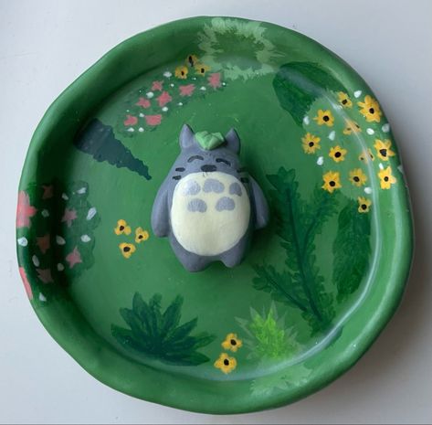 Ghibli Clay Ideas, Ghibli Crafts Diy, Clay Ideas Plate, Studio Ghibli Clay Ideas, Air Dry Clay Ideas Anime, Minecraft Air Dry Clay Ideas, Totoro Air Dry Clay, Air Dry Clay Anime, Useful Air Dry Clay Projects