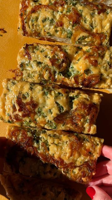 Cheesy Bread, Bread Serving, Cozy Meals, French Bread, Garlic Bread, Toasted Pecans, French Onion, Garlic Butter, Sweet Onion