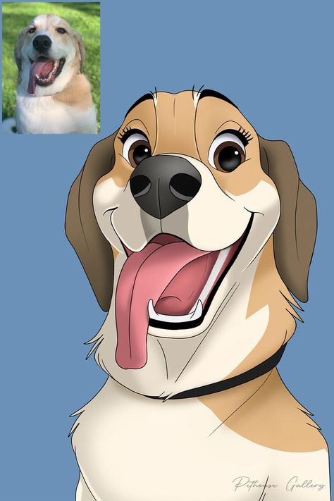 Disney Dogs Drawing, Draw Disney Style, Photo To Cartoon Photoshop, Disney Style Drawing, Cartoon Dog Drawing, Poodle Drawing, Dog Drawing Tutorial, Dog Caricature, Disney Art Style