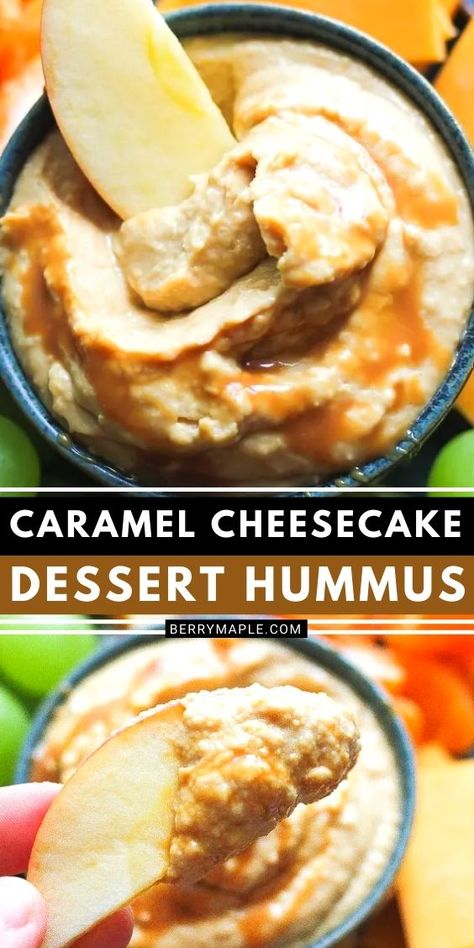 Desert Hummus Recipe, Salted Caramel Hummus, Garbanzo Recipes, Sweet Hummus Recipe, Macros Meals, Dessert Hummus Recipe, Recipe Hummus, Delicate Desserts, Potluck Meals