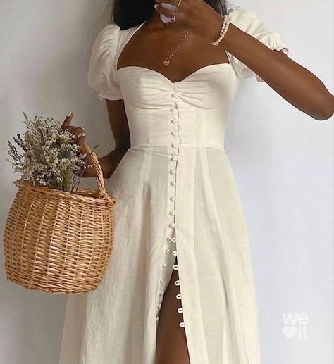 Summer Dress Trends, Dresses Aesthetic, Midi Sundress, Gathered Dress, Puff Sleeve Dresses, Cute Summer Dresses, Summer Party Dress, White Dress Summer, Casual Summer Dresses