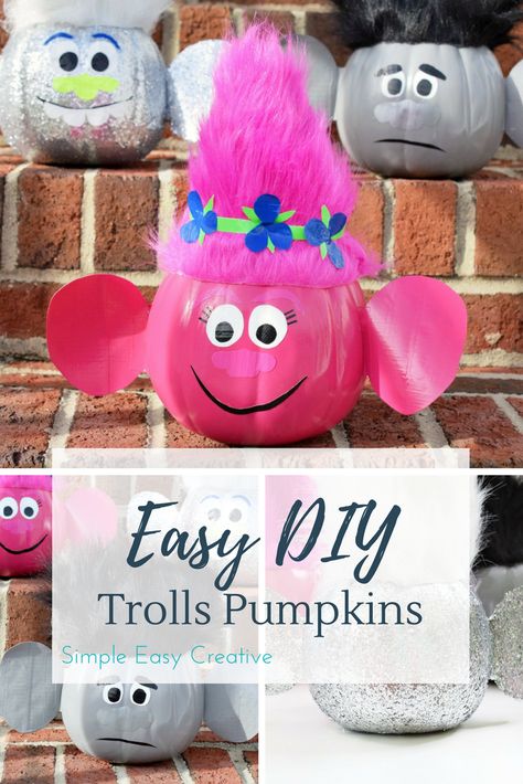 Troll Pumpkins Trolls Pumpkin, Backyard Kids Party, Halloween Decorating Ideas, Pumpkin Decorating Contest, Teen Halloween, Halloween Pumpkins Painted, Troll Party, Fun Halloween Crafts, Halloween Decorations Diy Outdoor