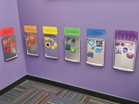 Color Wall Classroom, Teacher Wall In Classroom, Family Wall Prek Classroom, Small Daycare Classroom Setup, Pre K Classroom Set Up At Home, Art Wall Daycare, Daycare Ideas Room Classroom Setup, Daily Commitments For Preschool, Diy Pre K Classroom Decor